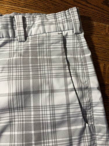 Men's Nike Golf performance gray/white plaid bermuda short dri-fit, size 32 - Picture 2 of 12