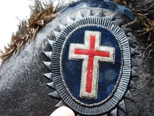 Antique Masonic Knights Templar Chapeau Black Feather Plume Hat / Cross and # 11