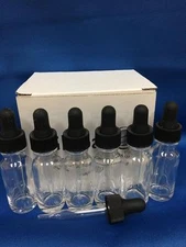1/2 oz clear glass bottle with black dropper (pack of 6) FREE SHIPPING