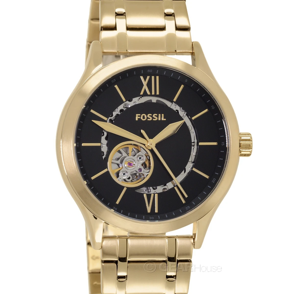 Fossil black and gold automatic clearance watch