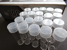 Lot of 20 Whitman Penny Round Clear Plastic Coin Storage Tubes w/ Screw On Caps