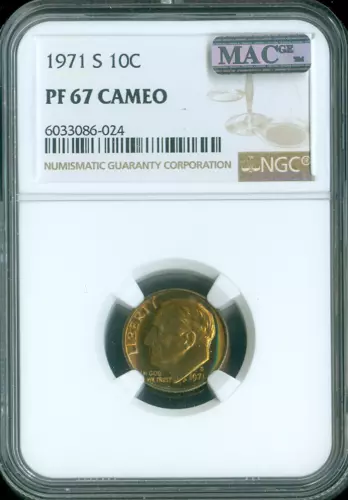 1971-S ROOSEVELT DIME NGC PF67 CAMEO MAC SPOTLESS QUALITY✔️