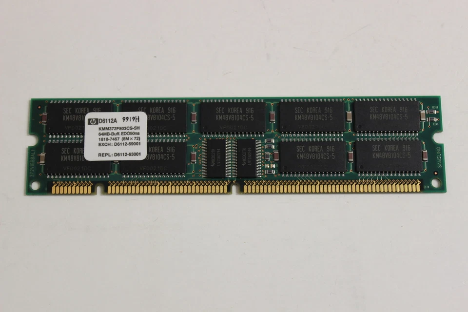 HP D6112A 256MB MEMORY KIT 4 X64MB EDO 168 PIN DIMM MEMORY MODULE D6112-69001 - Image 3 of 4