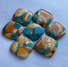 Natural Oyster Copper Turquoise Cabochon Cushion Loose Gemstone 10Pcs 10mm 22