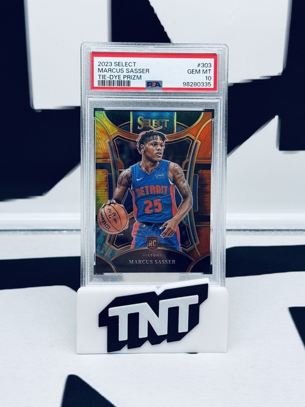 Marcus Sasser 2023-24 Panini Select Rookie Mezzanine Tie-Dye Prizm /25 PSA 10