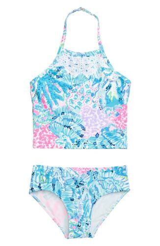 Lilly Pulitzer Bliss Halter Tankini Top – Blu Ara Sweet Escape Taglie 2/4/6 – Nuovo Senza Etichetta