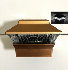 12-Pk Outdoor Copper Solar LED Cap Light For 4"x4" PVC/Wood Square Fence Post