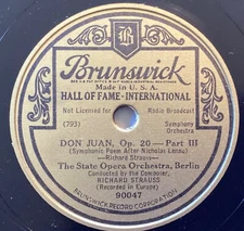 Richard Strauss, State Opera Or Berlin – 78 rpm Brunswick 90047 STRAUSS Don Juan