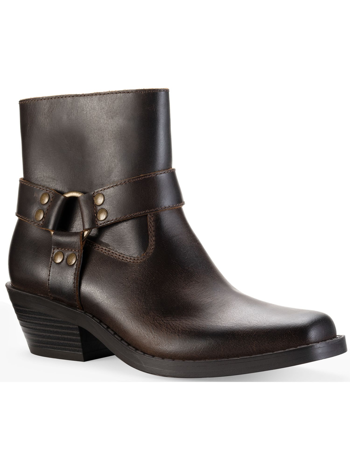 SUN STONE Womens Brown Ring Hardware Non-Slip Zip-Up Leather Booties 5.5 M