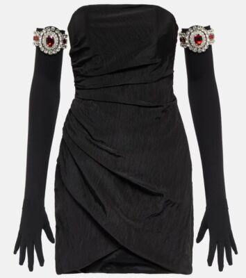 David Koma Moiré minidress & embellished gloves