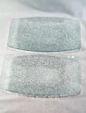 Glass Appetizer Sushi Cheese Crackers Plates W/Textured Bottom ~ SET OF 2