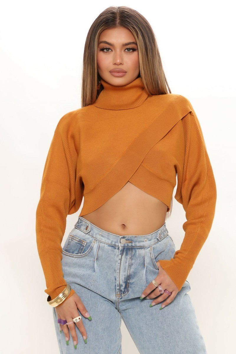 Jeans Orange Cropped Turtleneck The Madeline Turtleneck Crop Top