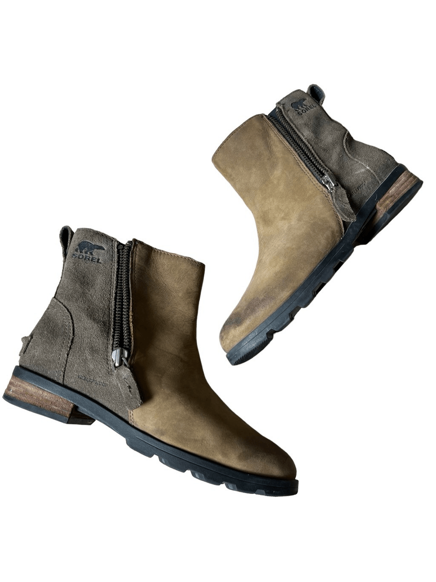 SOREL Shoes Womens 8 1/2 Green Suede Leather Waterproof Lined Zipper Ankle Boots s-l400.jpg main image 2