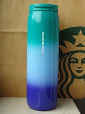 Starbucks Tumbler Thermobecher Edelstahl Gradient grün-blau Schriftzug 16oz NEU