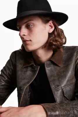 AllSaints Bronson Size S/M Black Flet Wool + Leather Band  display picture 1