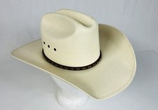 Justin Milano Classic Hard Coated Straw 10X Banded Western Cowboy Hat Sz 6 7/8