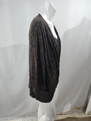 ANN HARVEY brown print round neck half sleeve casual jersey top size 24 - Picture 2 of 4