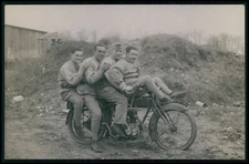 Mise en scene Surrealist Motorcycle 4 in 1 original old 1910s photo postcard