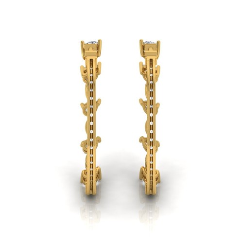 1.50 Ct Lab Grown CVD Multi Shape Diamond Hoop Earrings Jewelry 18k Yellow Gold - Picture 4 of 6