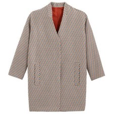 LA REDOUTE Jacquard Bronze Cotton Mid Length Coat Size 14 Fitted Smart RRP £95