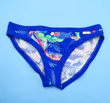 Sunseeker Sz 6 Blue Floral Brazilian Hipster Lined Bikini Bottom Swimwear Beach