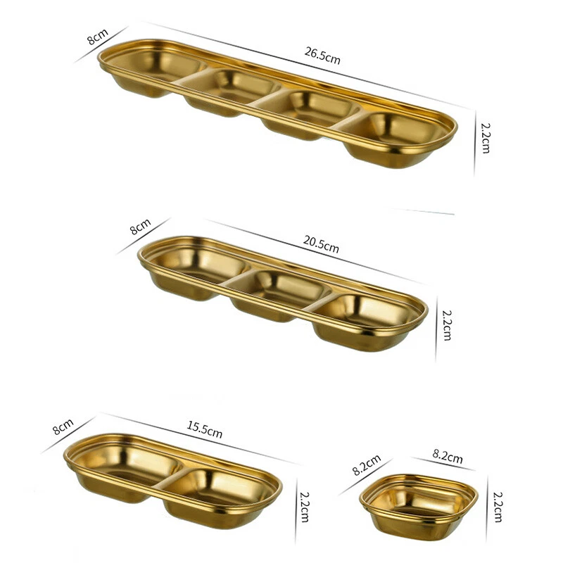 1 pieza platos de acero inoxidable plato salsa de inmersión condimento vajilla barbacoa Foto 2 de 4