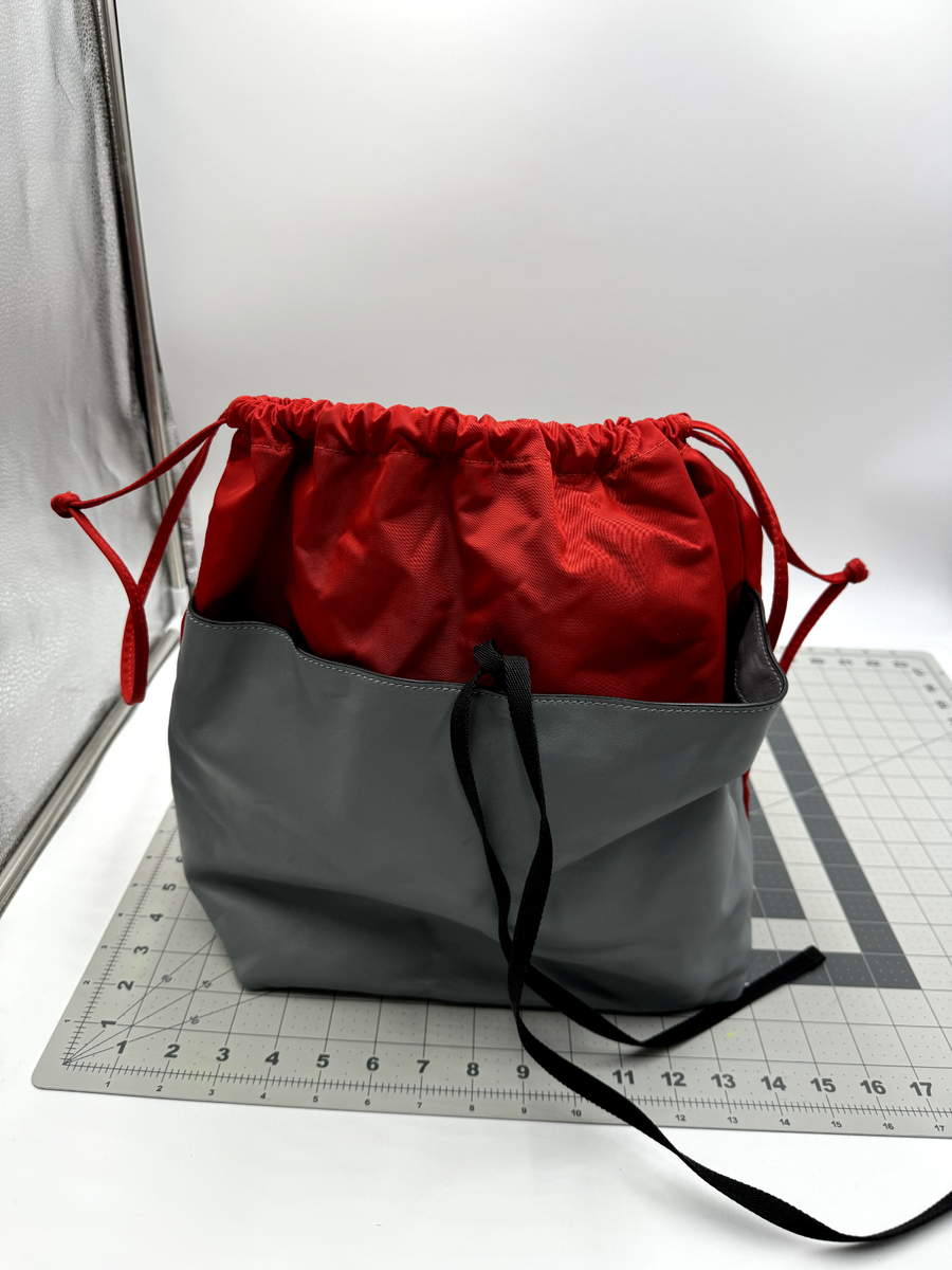 MARNI Backpack Leather Red Grey Bag Drawstring Tote NEW WITH TAG