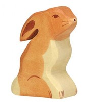 Holztiger 80099 Hase, Sitzend Holzfigur Bemalt
