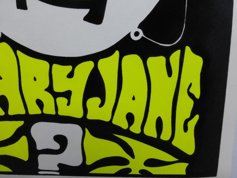 Zig Zag Man 1960's Large Black Light Poster Who Rolled Mary