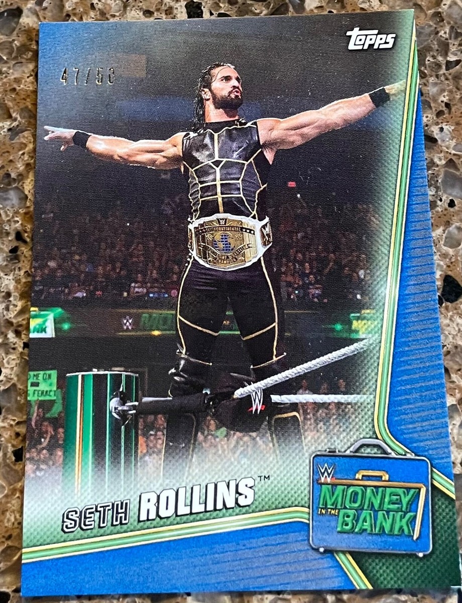 SETH ROLLINS 2019 TOPPS WWE MONEY IN THE BANK BLUE PARALLEL #76 SN