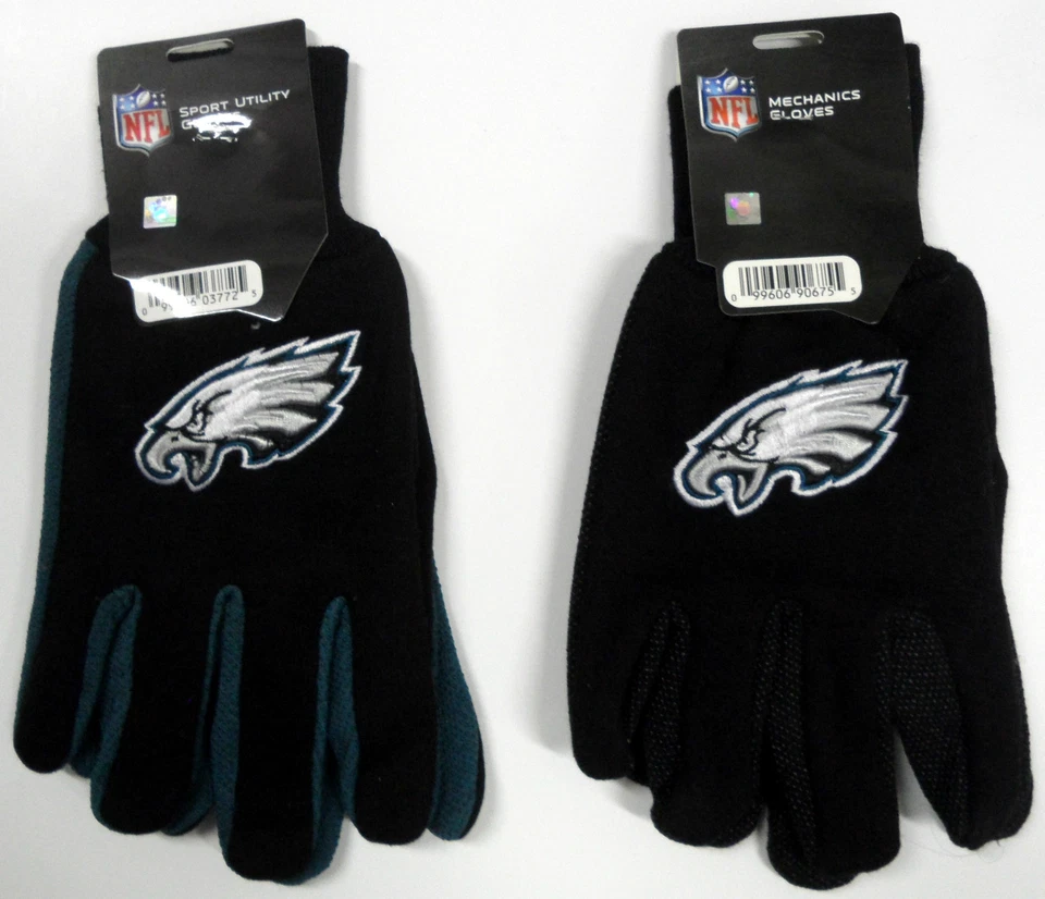 NWT NFL Philadelphia Eagles No Slip Gripper Utility Work Gloves W/ 3D Team Logo