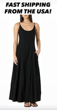 The Drop Women's Luna Scoop Neck Linen Maxi Dress Plus Size 5X Black 5XL SAVE $$