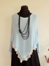 Xuna° Asymmetrischer Überwurf Pullover Baumwolle Spitze Hellblau Einheitsgröße