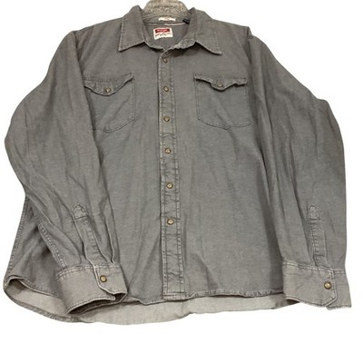 Wrangler Indigo Pearl Snap Gray Western Long Sleeve Shirt 2XL