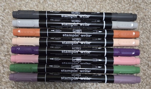 Stampin' Up! 8pc Lot Write Marvelous Markers Dual Tipped Ink Pens