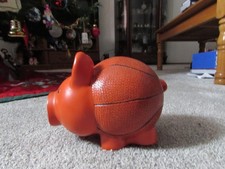 Basketball Piggy Bank Orange With Stopper Vintage Plastic