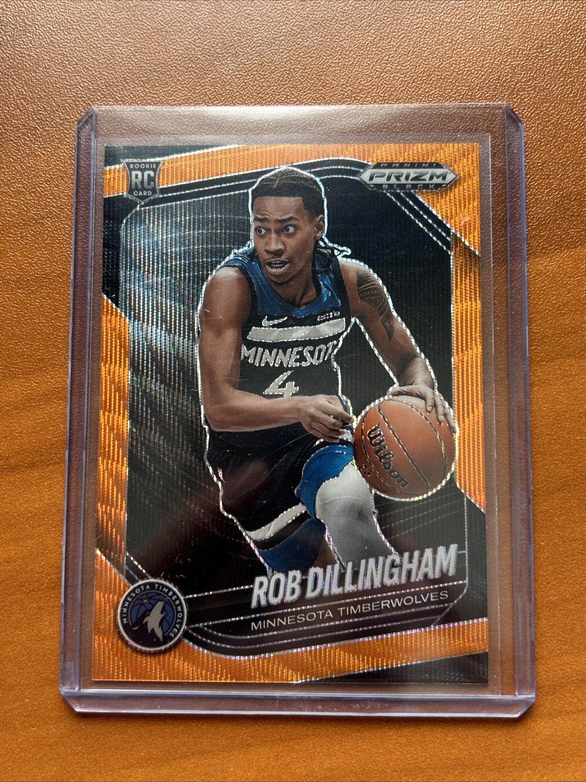 2024-25 Prizm Black NBA Rob Dillingham #39 RC Orange Wave Prizm #/60