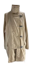 Fay Women's Coat Large Tan Cotton Ema Fireman Toggle