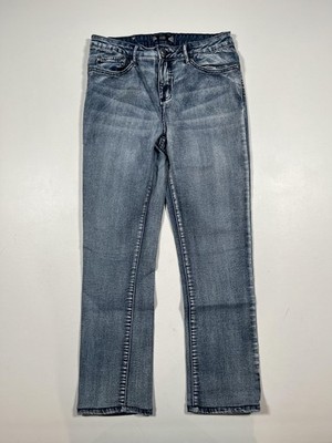Tru Luxe Jeans Womens 29/8 Blue Straight Leg Florence Embellished Back Pockets