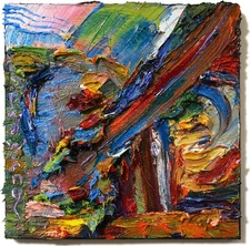 ORIGINAL OIL█PAINTING VINTAGE ART█SIGNED OUTSIDER ABSTRACT OUTSIDER█DECO POP NR