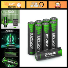 8 Pack AA Rechargeable Batteries 2800mAh NiMH High Capacity 1500 Cycles Low Self 2.87 per gallon