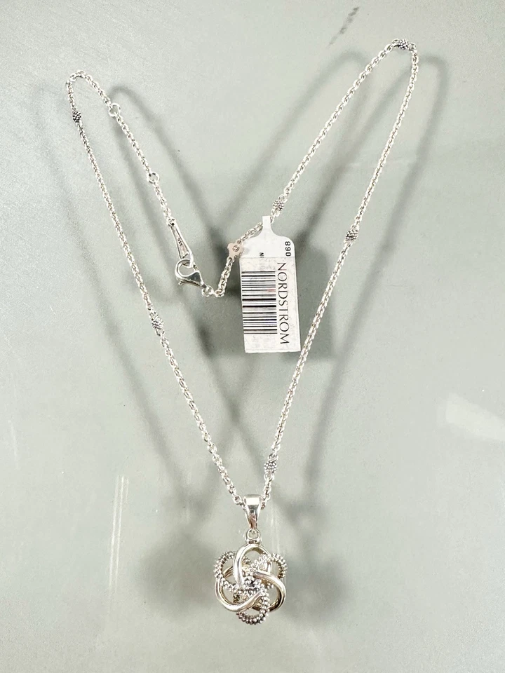 Collar colgante LAGOS 925 plata esterlina caviar nudo amor 18 pulgadas nuevo con etiqueta Foto 3 de 4