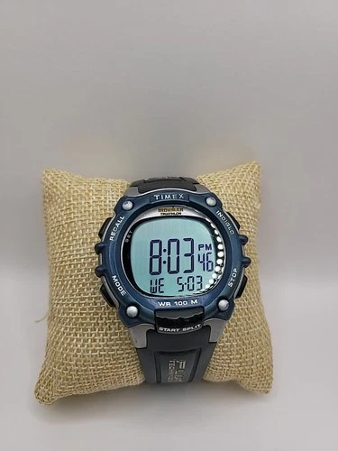 Vintage Timex Ironman Triathalon Digital Sports Watch WR 100M Blue Black Indiglo