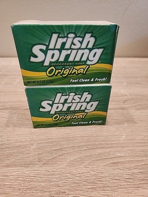 Lot of 2 Vintage IRISH SPRING Bar Soap Original Package 4.5 Oz Bar NOS New