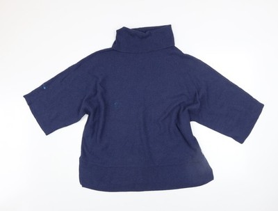 Joules Women s Blue Roll Neck 3/4 Sleeve Cotton Jumper Size 14