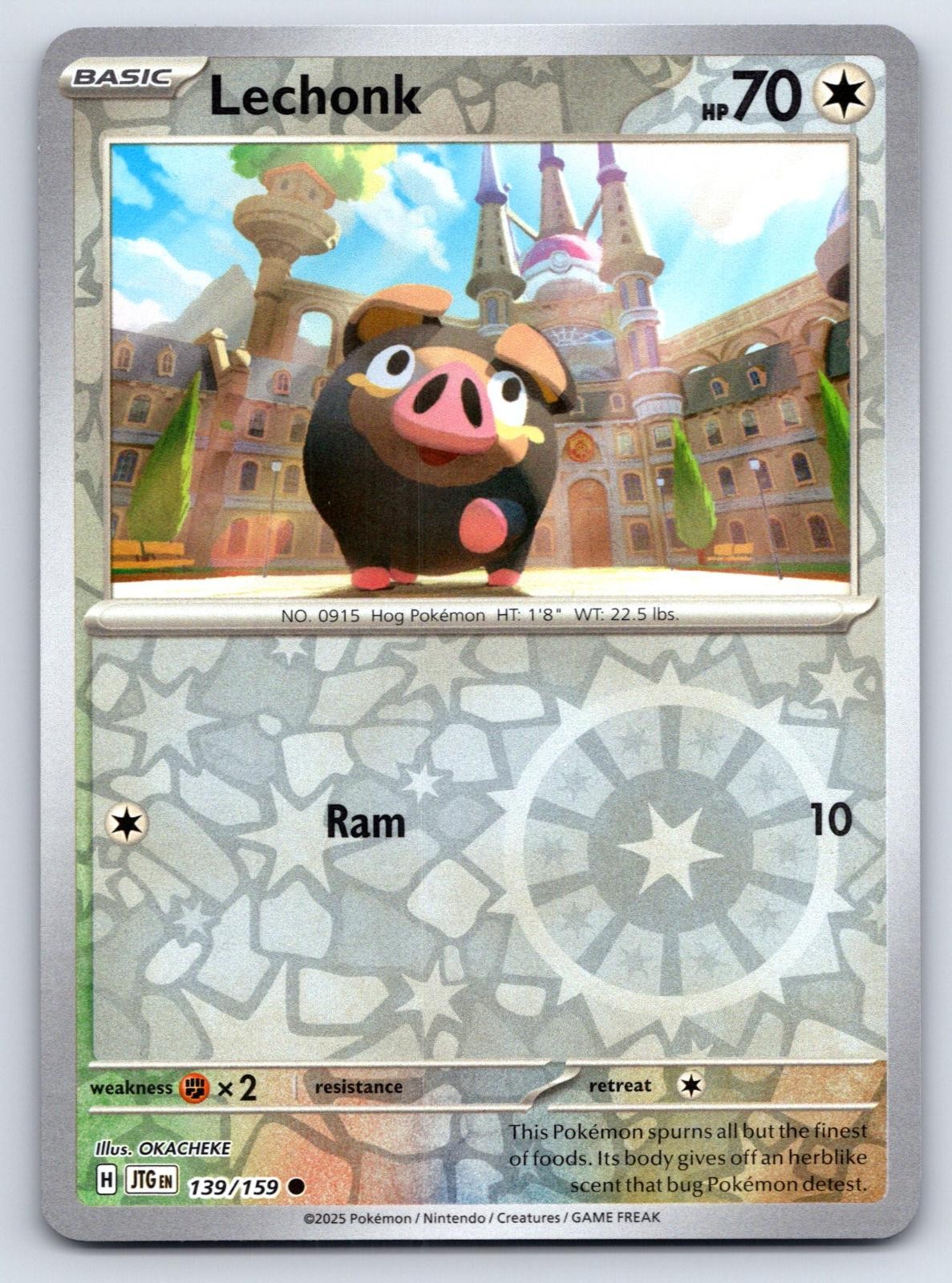 2025 POKEMON LECHONK 139/159 COMMON JOURNEY TOGETHER REVERSE HOLO NEAR MINT