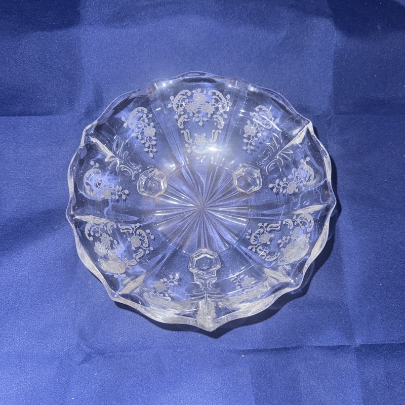 Vintage Fostoria Glass NAVARRE Clear Baroque Shape 3-Toed Bon Bon Candy Dish 7"