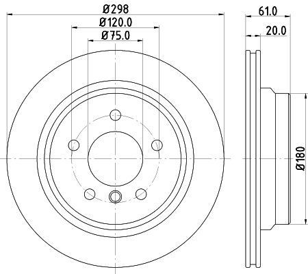HELLA 8DD 355 104-611 BRAKE DISC Rear (PAIR)