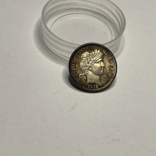 1913 Philadelphia Mint Silver Barber Dime Rim Toner Details