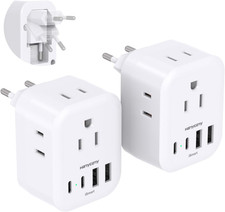 Foldable European Travel Plug Adapter for US to Europe Italy Spain 2 Pack